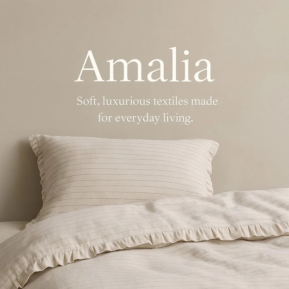 Бежово двойно удължено спално бельо от памук Renforcé 240x220 cm Amalia Striped – Mila Home Luxury