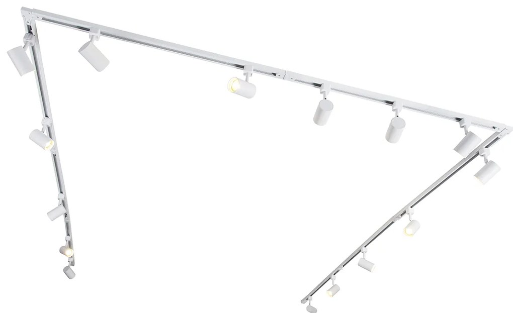 Модерна 1-фазова релсова система бяла с 15 броя прожектори - Jeana