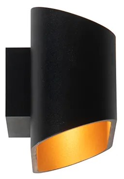 Модерна стенна лампа черна със златист интериор овална - Alone