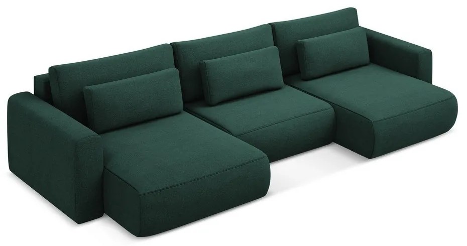 Зелен разтегателен ъглов диван с място за съхранение (U форма) Kapua – Makamii