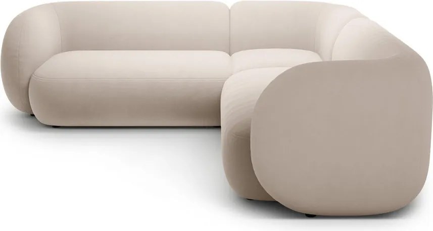 Бежов кадифен ъглов диван Kate – Micadoni