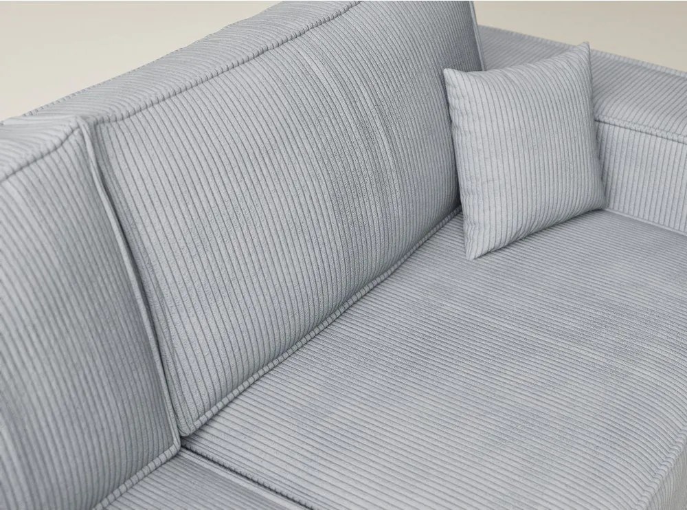 Сив сгъваем/с място за съхранение ъглов диван от рипсено кадифе (ляв ъгъл/L форма) Tonga – Maison de Rêve
