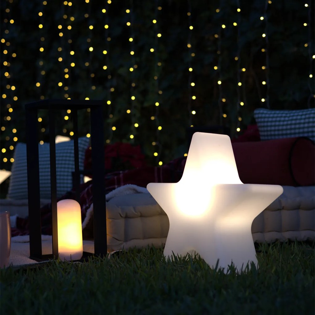 Коледна подова лампа бяла 45см с вградена акумулаторна RGBW LED лампа - Нова