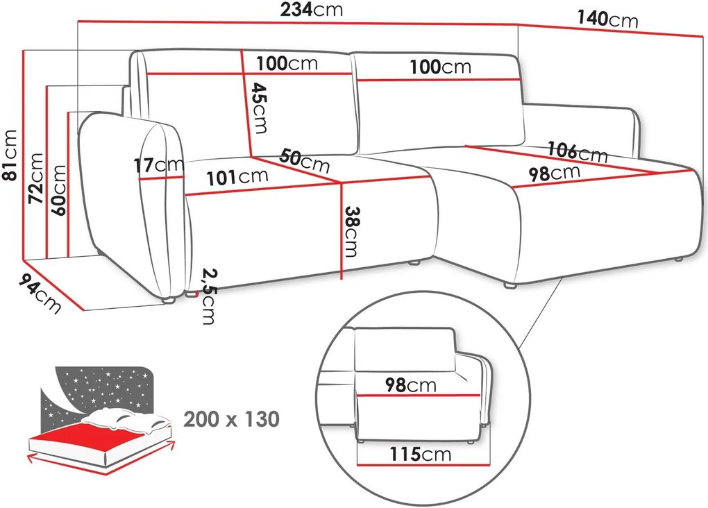 Ъглов Диван Гоя Слим-Светло Сиво