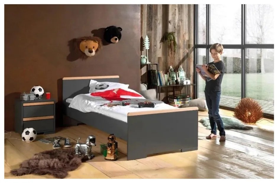 Тъмносиво детско нощно шкафче London – Vipack