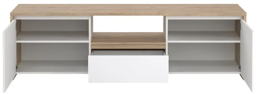 Маса за телевизор от дъбов декор в бял и естествен цвят 179x52x48 cm Next – Tvilum