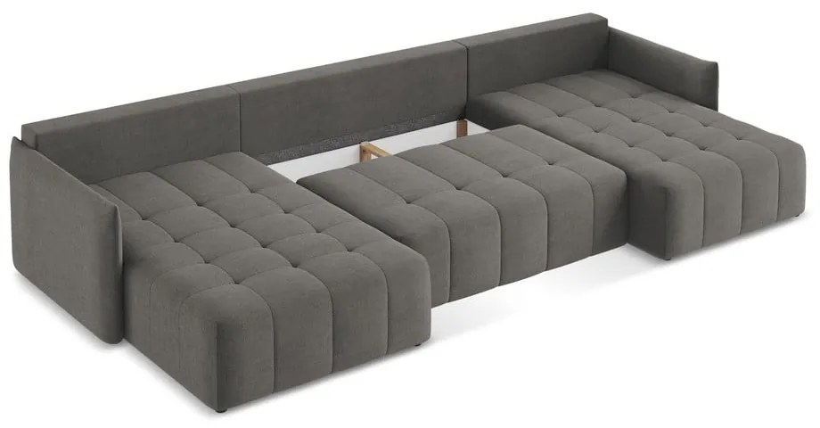 Тъмносив разтегателен ъглов диван с място за съхранение (U форма) Moku – Makamii