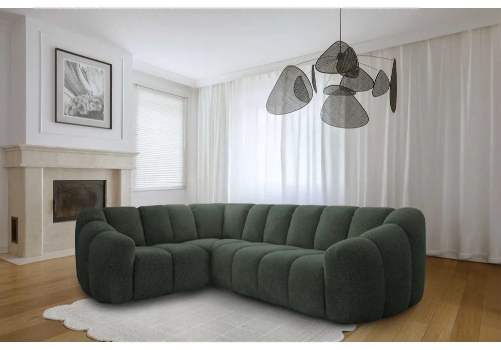 Тъмнозелен ъглов диван (ляв ъгъл/L форма) Shell – Miuform