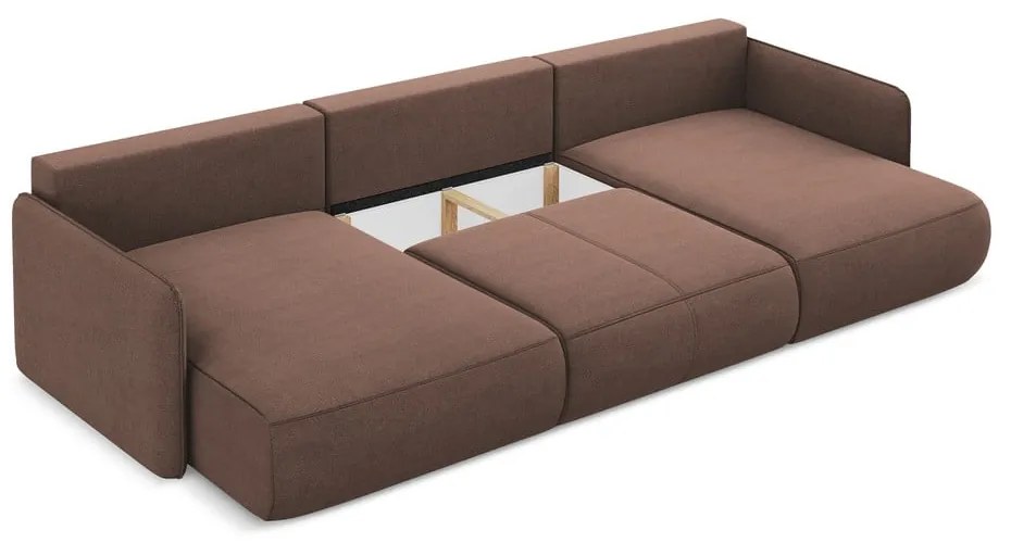 Розов разтегателен ъглов диван с място за съхранение Nanea – Makamii