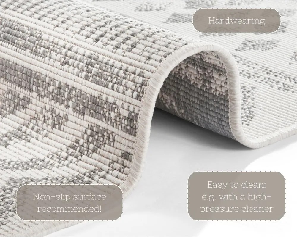 Сив и кремав килим за открито , 80 x 350 cm Biri - NORTHRUGS