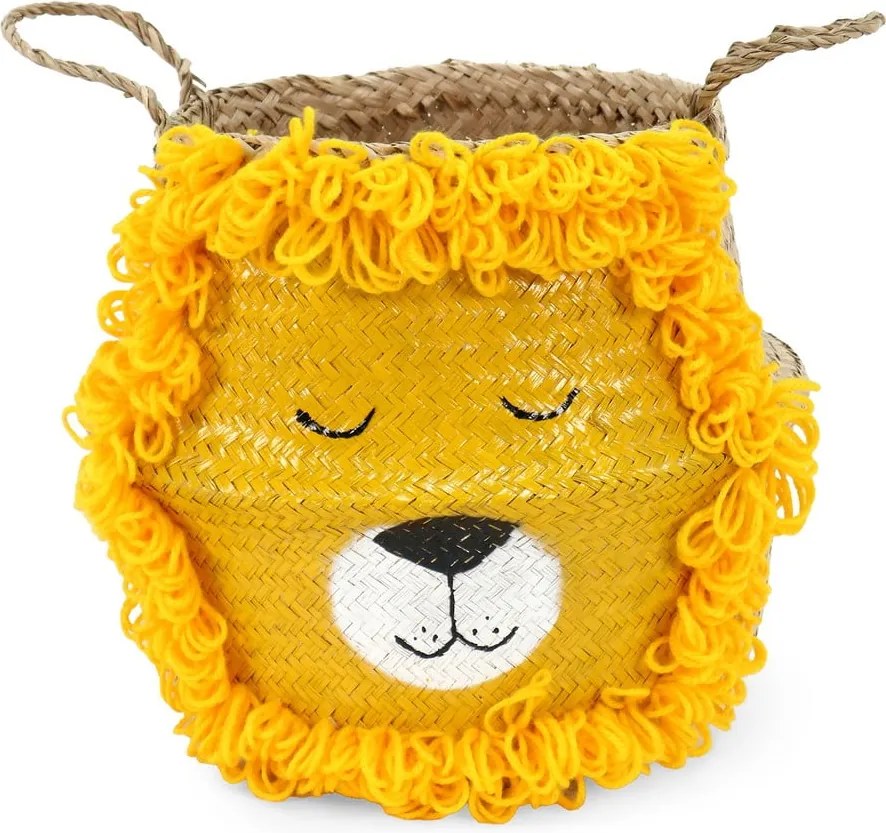 Жълта/естествена детска кошница за играчки от морска трева ø 30x28 cm Lion – Compactor
