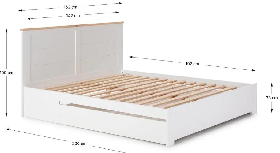 Бяло двойно легло със склад 140x190 cm Gabi - Marckeric