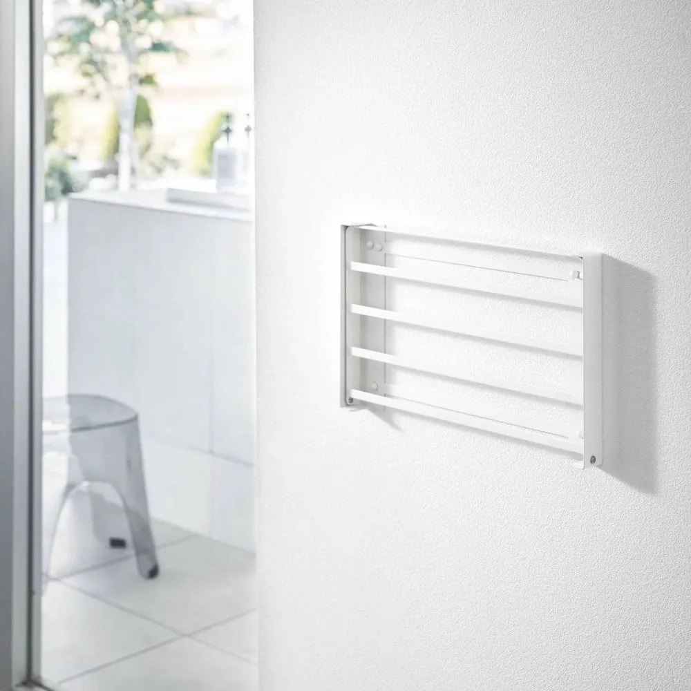 Стенен стоманен рафт за баня в матово бял цвят Tower – YAMAZAKI