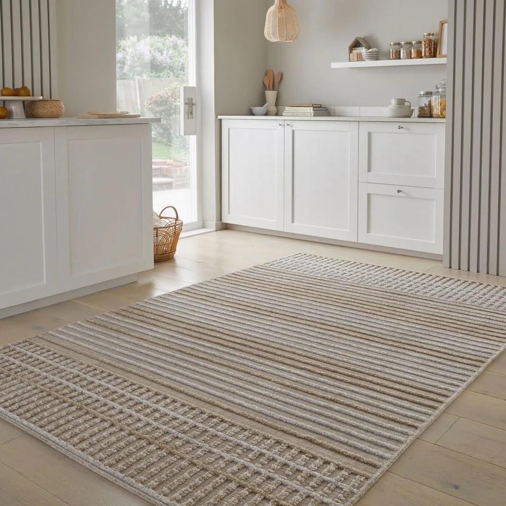 Бежов килим от шенил подходящ за пране 120x160 cm Elton – Flair Rugs