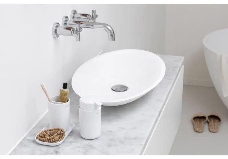 Комплект аксесоари за баня Brabantia ReNew 1003492, 3 части, 250 мл, Устойчиви на корозия, Бял