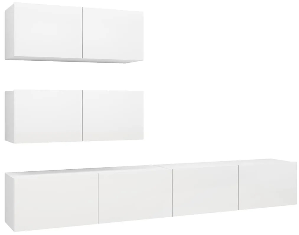 3078711 vidaXL Комплект ТВ шкафове от 4 части, бял, инженерно дърво