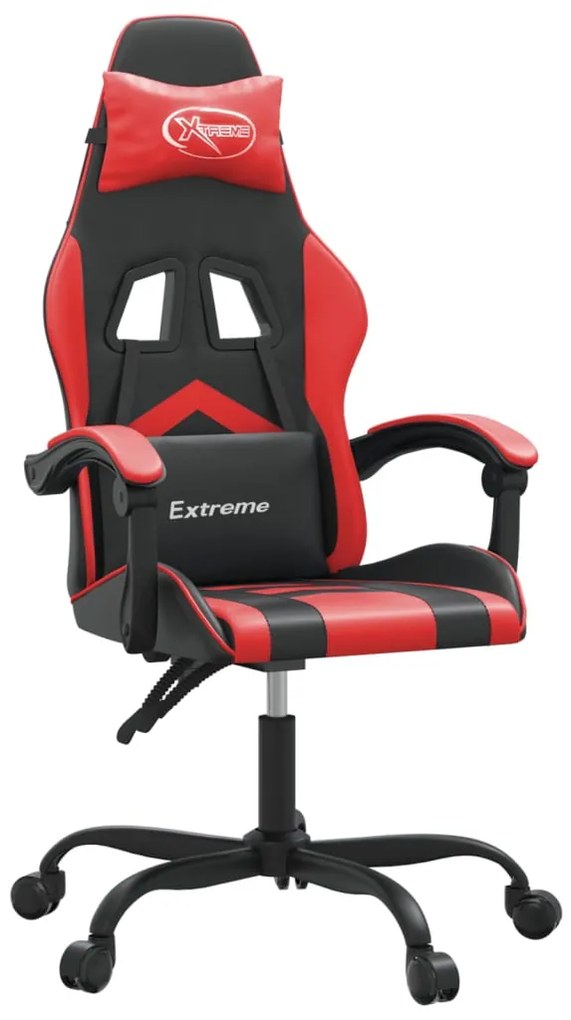 3143891 vidaXL Гейминг стол, черно и червено, изкуствена кожа