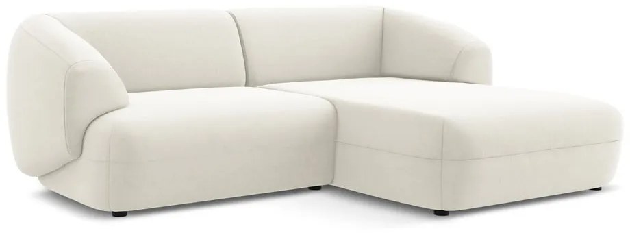 Бял кадифен ъглов диван (десен ъгъл) Moana – Makamii
