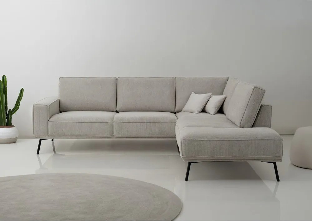 Сиво-бежов шенилов ъглов диван (десен ъгъл/L форма) Amsterdam – Scandic