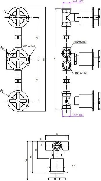 Смесител за вграждане Elle Cross La Torre III-черен-матиран