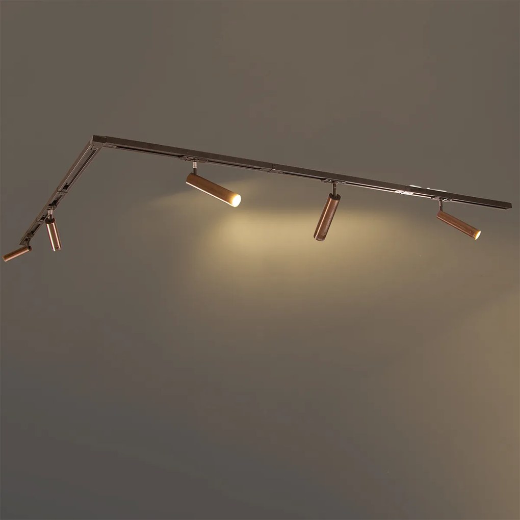 Модерна релсова система за осветление с 5 прожектора тъмен бронз 1-фазов GU10 35mm - Iconic Jeana Luxe