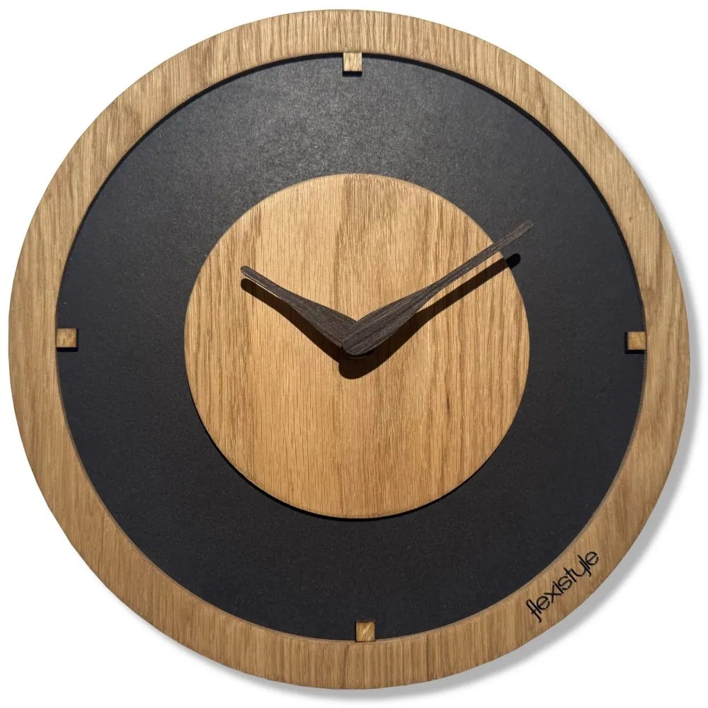 Дъб Flow Дървен стенен часовник - 30 cm