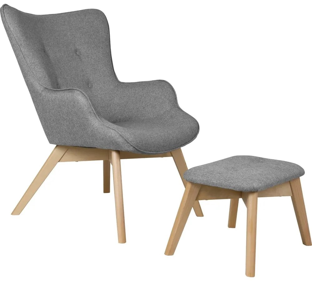 Сив фотьойл с табуретка Niko – Ropez