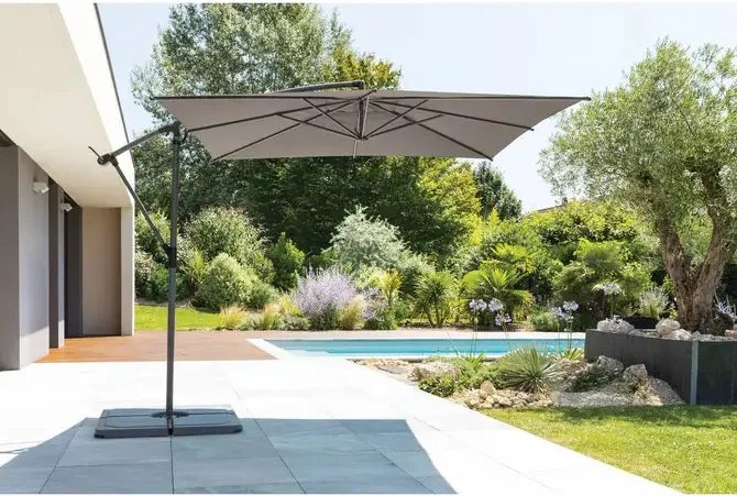 Градински чадър със странична стойка Hesperide Manoa, 2.5x2.5 m - Таупе