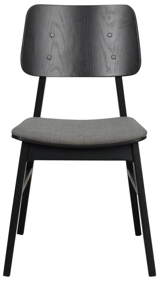 Черен трапезен стол с тъмносива възглавница на седалката Nagano - Rowico