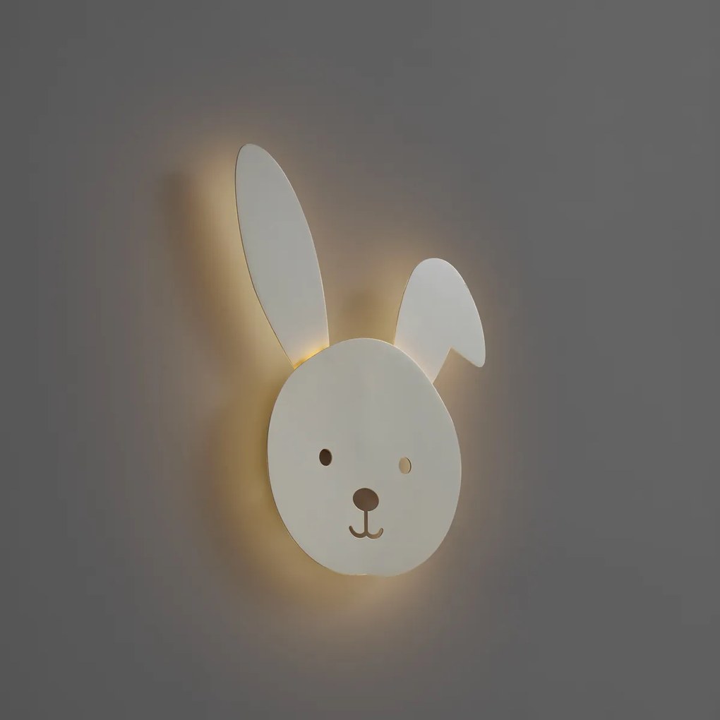 Детска стенна лампа бежова с LED 3-степенно димиране - Benny the Bunny