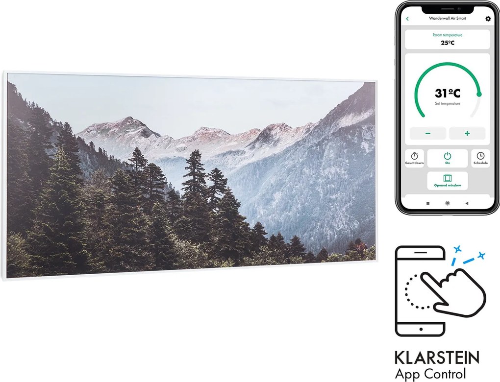 Klarstein Wonderwall Air Art Smart, инфрачервен нагревател, 120 х 60 см, 700 W, приложение, гора