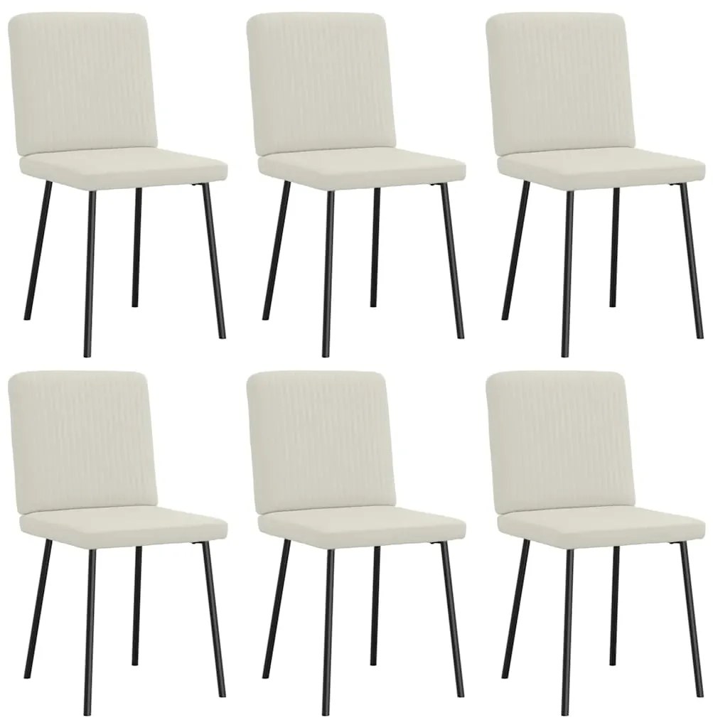 3315565 vidaXL Трапезни столове, 6 бр, кремави, кадифе