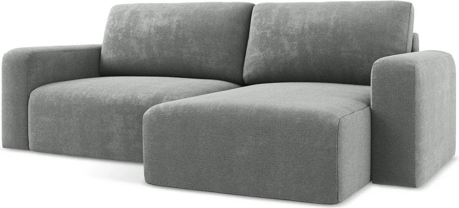 Сив шенилов сгъваем/с място за съхранение ъглов диван (десен ъгъл) Kona – Makamii