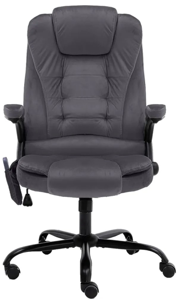 20572 vidaXL Масажиращ офис стол, тъмносив, кадифе