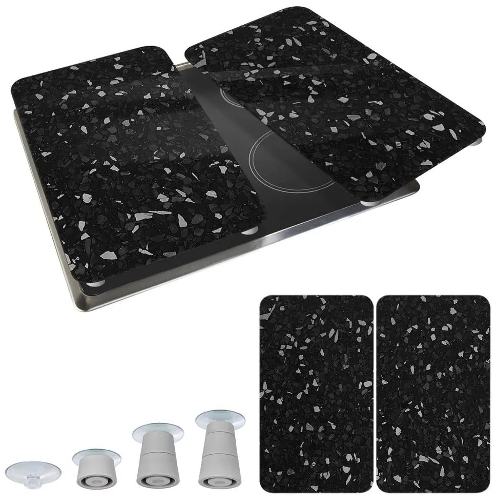 Комплект от 2 черни стъклени капака за печка Universal - Wenko