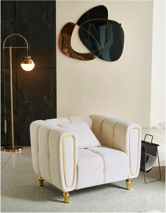 Кремаво кадифено кресло Alma – Mauro Ferretti