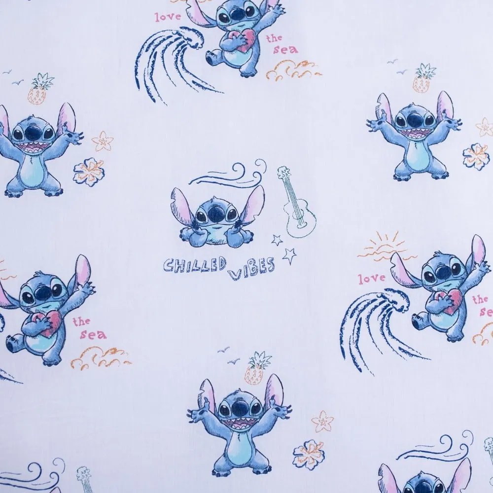 Синьо единично памучно детско спално бельо 140x200 cm Lilo and Stitch "Wave" – Jerry Fabrics