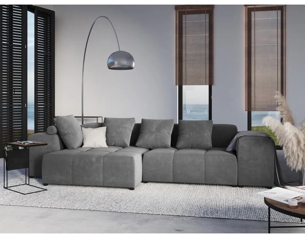 Сив кадифен подлакътник за модулен диван Rome Velvet - Cosmopolitan Design