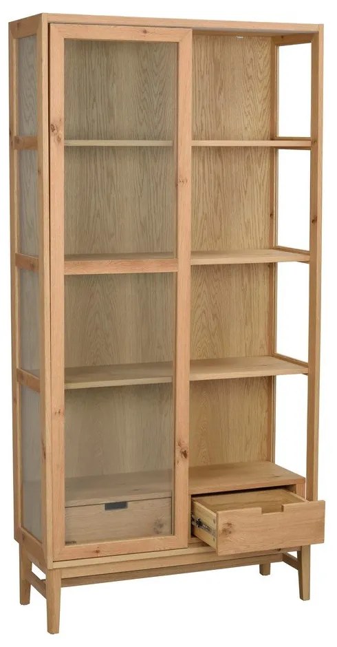 Витрина от декор от дъб с плъзгащи се врати в естествен цвят 100x203 cm Hazelton – Rowico