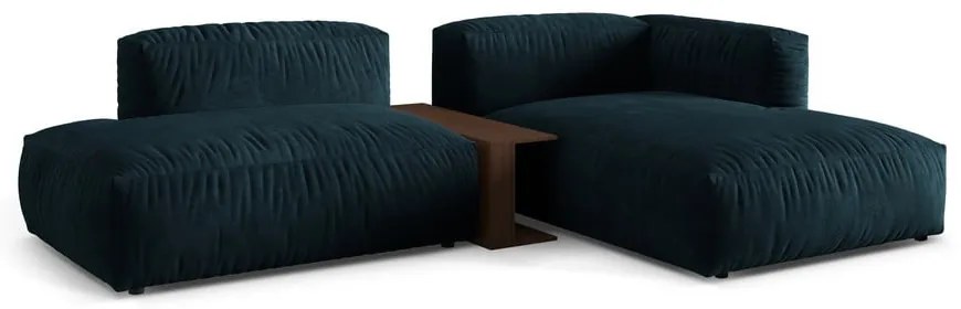 Тъмносин кадифен модулен ъглов диван (десен ъгъл) Martina – Micadoni