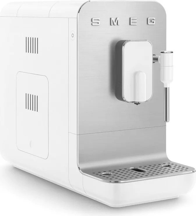 Еспресо машина SMEG Collezione BCC12WHMEU, 1350 W, 19 bar, 1.4 л, 8 функции, Вградена мелачка, Дюза за пара, Бял