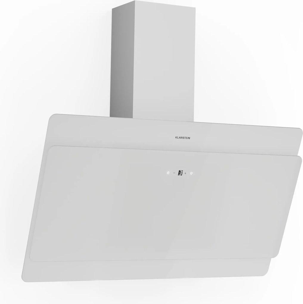 Klarstein Aurica 90, абсорбатор, 90 см, 610 м³/ч, LED, сензорен, стъкло, бял