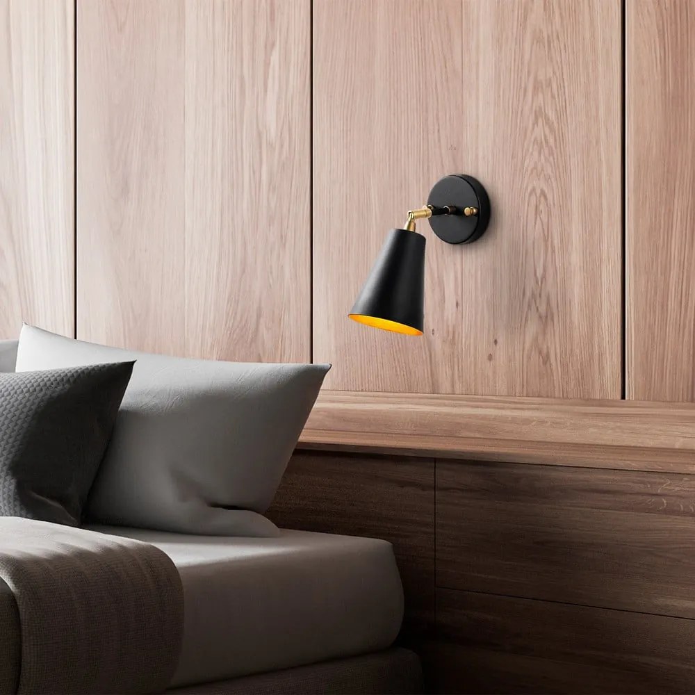 Черна/ в златист цвят стенна лампа ø 10 cm Evander – Opviq lights