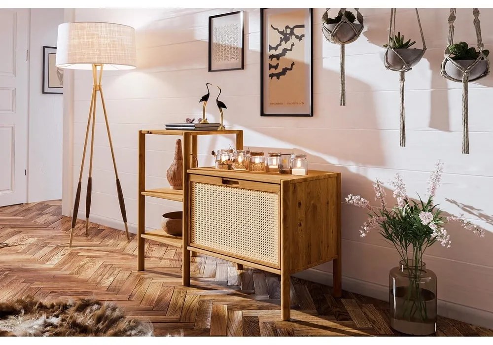 Етажерка за книги от дъбова дървесина в естествен цвят 115x86 cm Pola - The Beds