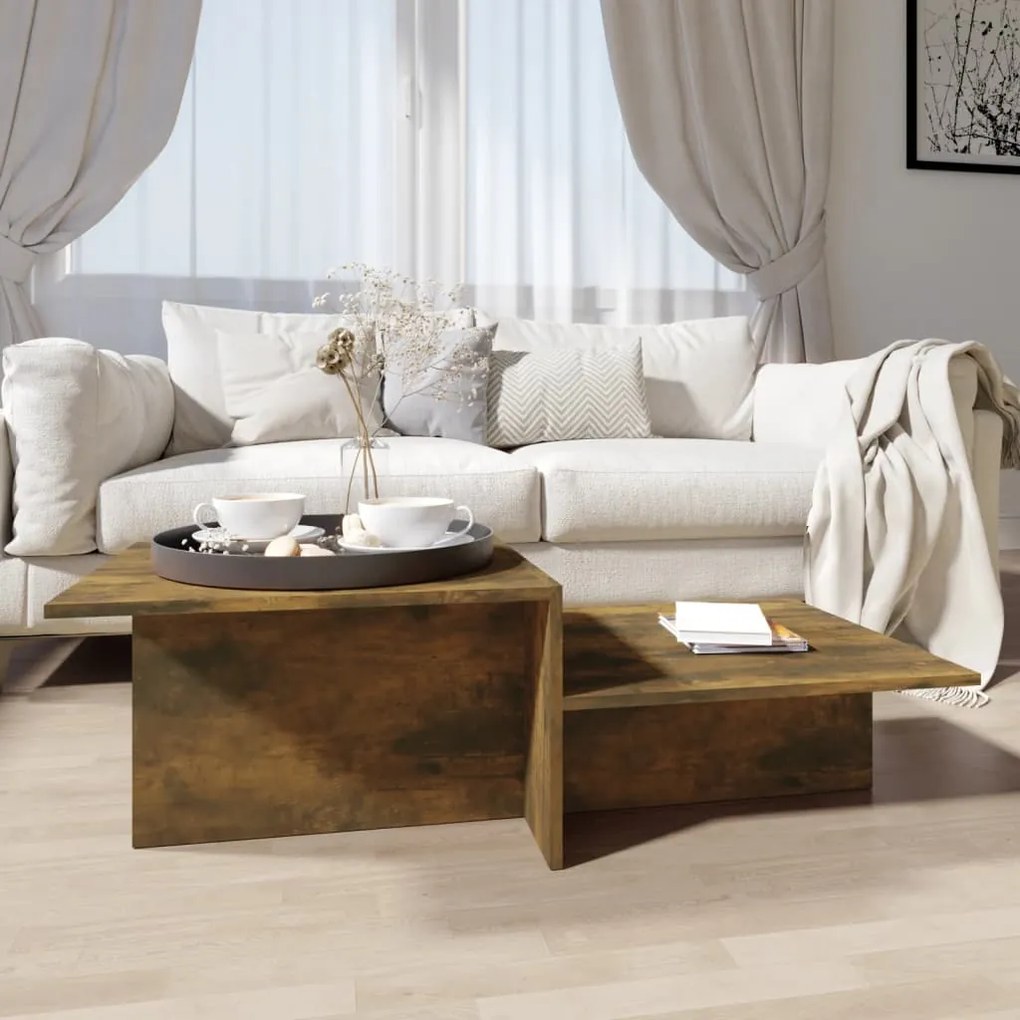 815144 vidaXL Маса за кафе, опушен дъб, 111,5x50x33 см, инженерно дърво