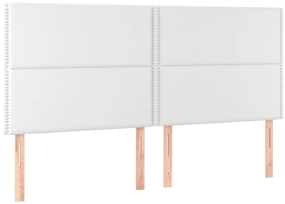 3116301 vidaXL Табла за легло, бяла, 200x5x118/128 см, изкуствена кожа