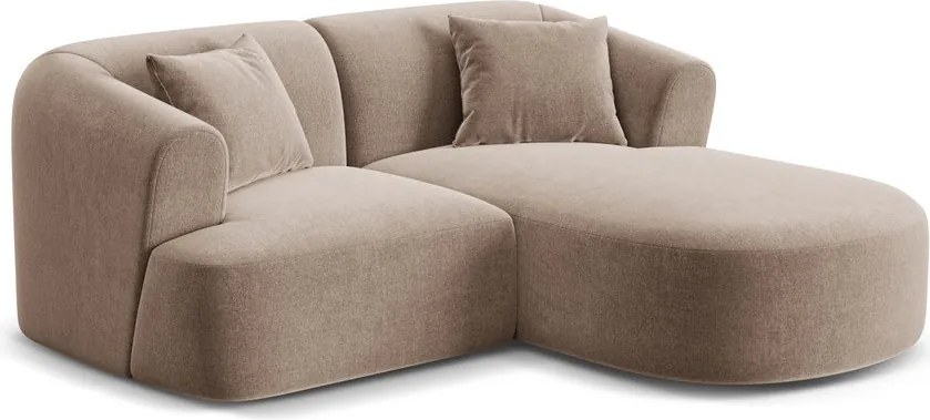 Светлокафяв кадифен ъглов диван (десен ъгъл) Campi – Cosmopolitan Design