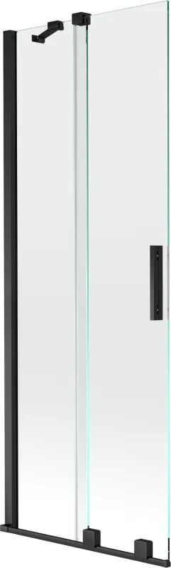 Mexen Velar двукрилен плъзгащ се параван за вана 75 x 150 cm, прозрачен, черен - 896-075-000-01-70