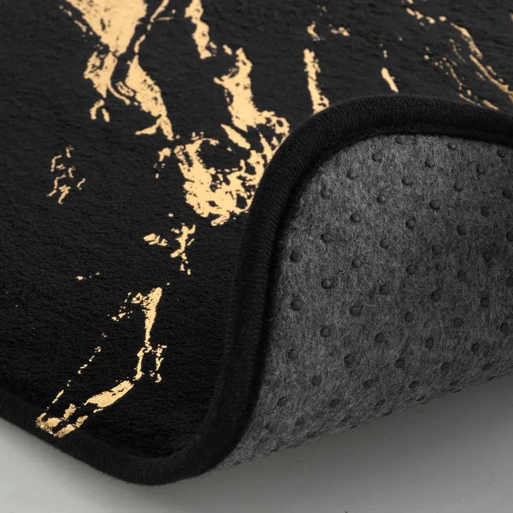 Черен/златист килим за баня 45x45 cm Aquamarbre – douceur d'intérieur