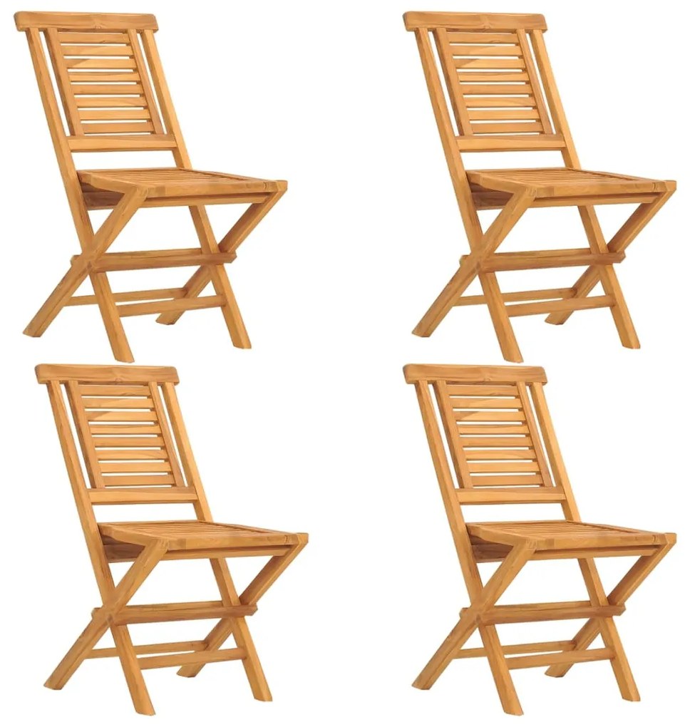 3155046 vidaXL Сгъваеми градински столове, 4 бр, 47x63x90 см, тик масив